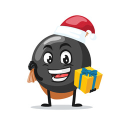 vector illustration of bomb character of mascot wearing santa hat