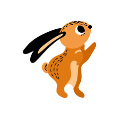 Cute cartoon rabbit isolated on white background. Vector illustration.