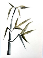 Chinese zen traditional painting-Bamboo imitation. waterolor and ink drawing