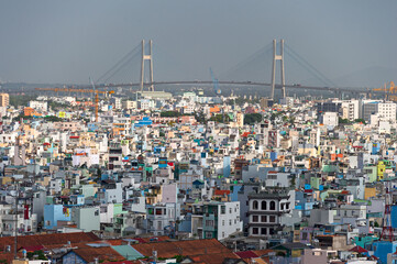 Obraz premium Overview of the city of Ho Chi Minh seen from the skyscraper