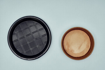 Plastic and biodegradable disposable plate, top view. Environment protection.