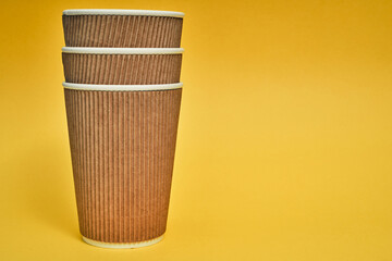 Paper cup. Recycling. Eco-friendly disposable tableware. Eco dishes