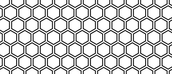 Abstract geometric seamless pattern with hexagons. Medicine, science and technology concept. Technology innovation and research background template. Isolated black silhouette. Vector