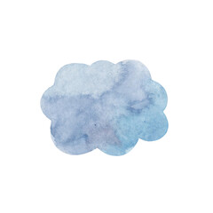 Drawing multicolored watercolor clouds on a white background. Abstract speck in the form of a cloud. For your design, print, postcard, poster.
