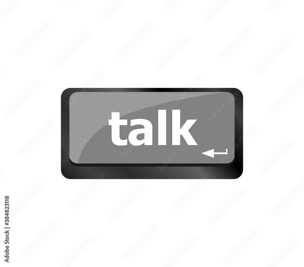 Poster talk word with icon on keyboard keys button