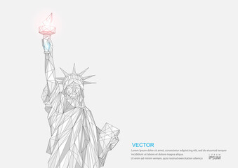  Statue of Liberty .New York landmark. American symbol. low poly black lines and dots. Vector illustration. © Aliaksandr