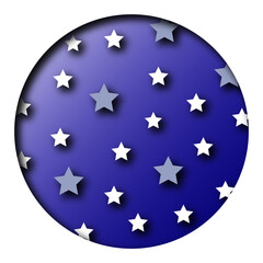 Cut paper effect. Starry sky. Blue and white vector llustration.