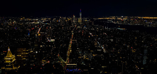 The New York City in the night taken from Empire State Building