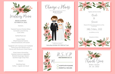 Wedding invite, menu, rsvp, thank you label save the date card Design Change of  Plans card design