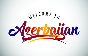 Azerbaijan Welcome To Message in Beautiful Colored Modern Gradients Vector Illustration.