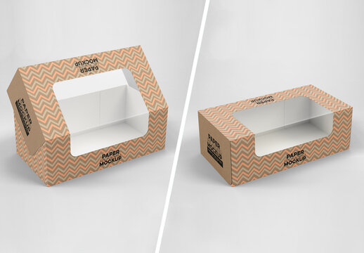 Paper Loaf Box Mockup with 2 Back View Options