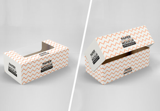 Paper Loaf Box Mockup with 2 Front View Options