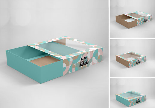 Window Sleeve Medium Box Mockup with 2 View Options