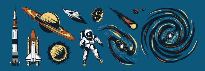 Space Color Hand Drawn Set © Macrovector
