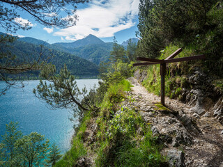 The Gaisalmsteig on Lake Achensee in Tyrol in early summer