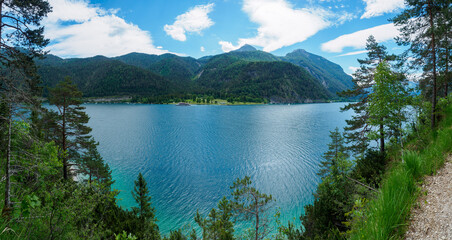 The Gaisalmsteig on Lake Achensee in Tyrol in early summer