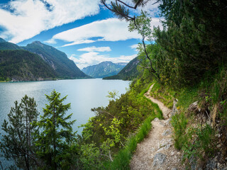 The Gaisalmsteig on Lake Achensee in Tyrol in early summer
