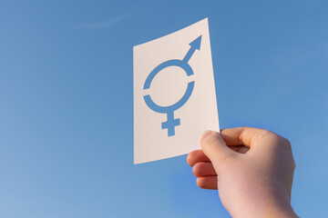 symbol of gender equality on the blue sky