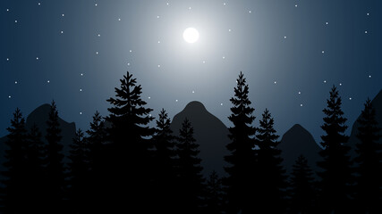 Fototapeta na wymiar winter forest in the night