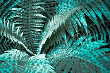 Creativet blue leave with beautiful foliage of fern. Spring, summer and natural concept