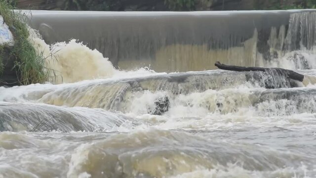 Water flowing from water fall at Bhatinda water falls in Dhanbbad, Jharkhand in India.