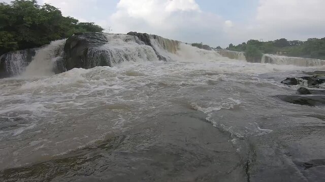 Water flowing from water fall at Bhatinda water falls in Dhanbbad, Jharkhand in India.