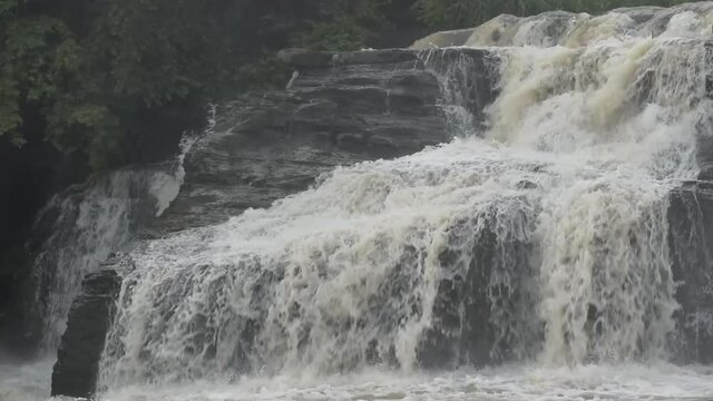 Water flowing from water fall at Bhatinda water falls in Dhanbbad, Jharkhand in India.