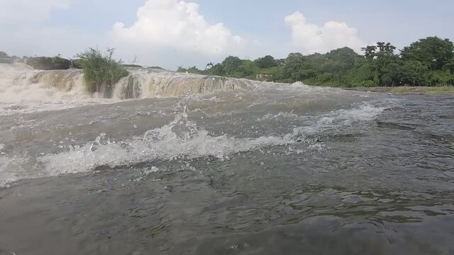 Water flowing from water fall at Bhatinda water falls in Dhanbbad, Jharkhand in India.