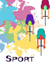 poster concept and sport. Colorful design element for maps, banners, printing, vector illustrations of icons, logos, and information. image of a cyclist and colors. EPS10