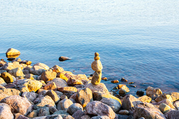 Stones on the shore of The Lake Saimaa, Ukonlinna beach, Imatra, Finland