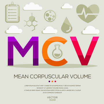 MCV mean (mean&nbsp;corpuscular&nbsp;volume) medical acronyms ,letters and icons ,Vector illustration.
