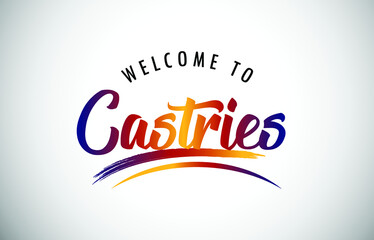 Castries Welcome To Message in Beautiful Colored Modern Gradients Vector Illustration.