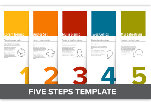 Five Simple Colorful Steps Process Infographic Layout