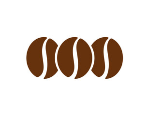 Three brown roasted coffee beans symbol.
