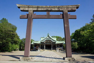大阪城内の豊国神社の石の鳥居