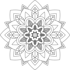 Easy Mandala coloring book simple and basic for beginners, seniors and children. Set of Mehndi flower pattern for Henna drawing and tattoo. Decoration in ethnic oriental, Indian style.