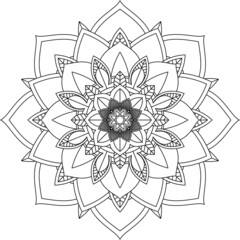Easy Mandala coloring book simple and basic for beginners, seniors and children. Set of Mehndi flower pattern for Henna drawing and tattoo. Decoration in ethnic oriental, Indian style.