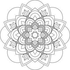 Easy Mandala coloring book simple and basic for beginners, seniors and children. Set of Mehndi flower pattern for Henna drawing and tattoo. Decoration in ethnic oriental, Indian style.