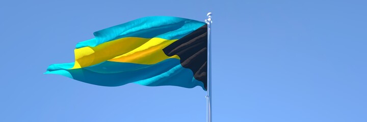 3D rendering of the national flag of Bahama islands waving in the wind