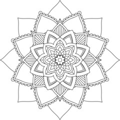 Easy Mandala coloring book simple and basic for beginners, seniors and children. Set of Mehndi flower pattern for Henna drawing and tattoo. Decoration in ethnic oriental, Indian style.