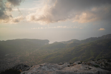 Fototapeta na wymiar Stunning views of Soller and Port de Soller from the top of a mountain
