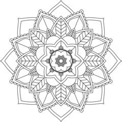 Easy Mandala coloring book simple and basic for beginners, seniors and children. Set of Mehndi flower pattern for Henna drawing and tattoo. Decoration in ethnic oriental, Indian style.