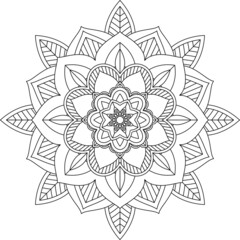 Easy Mandala coloring book simple and basic for beginners, seniors and children. Set of Mehndi flower pattern for Henna drawing and tattoo. Decoration in ethnic oriental, Indian style.