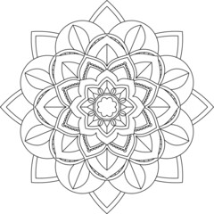Easy Mandala coloring book simple and basic for beginners, seniors and children. Set of Mehndi flower pattern for Henna drawing and tattoo. Decoration in ethnic oriental, Indian style.