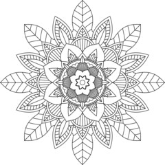 Easy Mandala coloring book simple and basic for beginners, seniors and children. Set of Mehndi flower pattern for Henna drawing and tattoo. Decoration in ethnic oriental, Indian style.