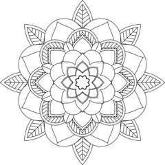 Easy Mandala coloring book simple and basic for beginners, seniors and children. Set of Mehndi flower pattern for Henna drawing and tattoo. Decoration in ethnic oriental, Indian style.