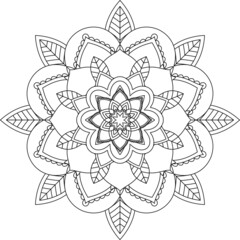 Easy Mandala coloring book simple and basic for beginners, seniors and children. Set of Mehndi flower pattern for Henna drawing and tattoo. Decoration in ethnic oriental, Indian style.