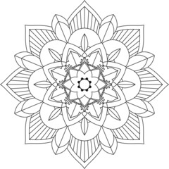Easy Mandala coloring book simple and basic for beginners, seniors and children. Set of Mehndi flower pattern for Henna drawing and tattoo. Decoration in ethnic oriental, Indian style.