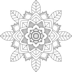 Easy Mandala coloring book simple and basic for beginners, seniors and children. Set of Mehndi flower pattern for Henna drawing and tattoo. Decoration in ethnic oriental, Indian style.