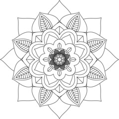 Easy Mandala coloring book simple and basic for beginners, seniors and children. Set of Mehndi flower pattern for Henna drawing and tattoo. Decoration in ethnic oriental, Indian style.